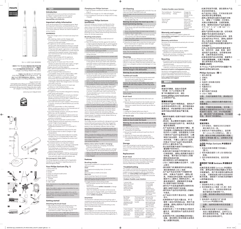 Page 1 de la notice Manuel utilisateur Philips Sonicare 3600 Series HX2461