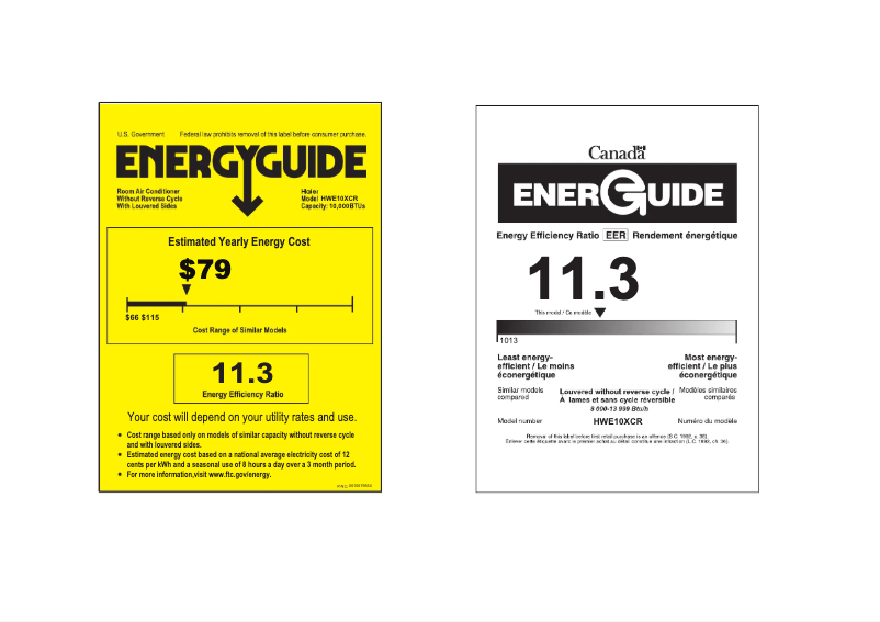 Page n°1 - Label énergétique Haier HWE10XCR