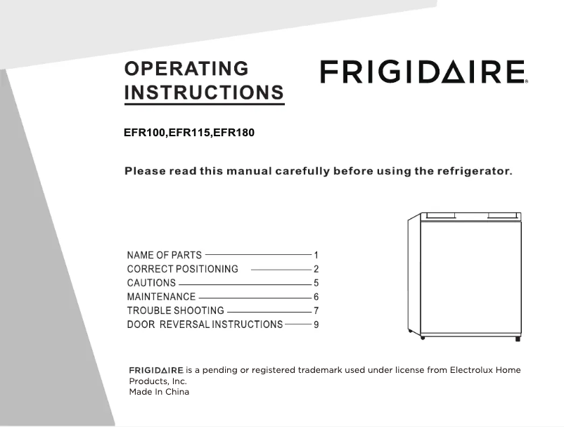 Page n°1 - Manuel utilisateur Frigidaire EFR115