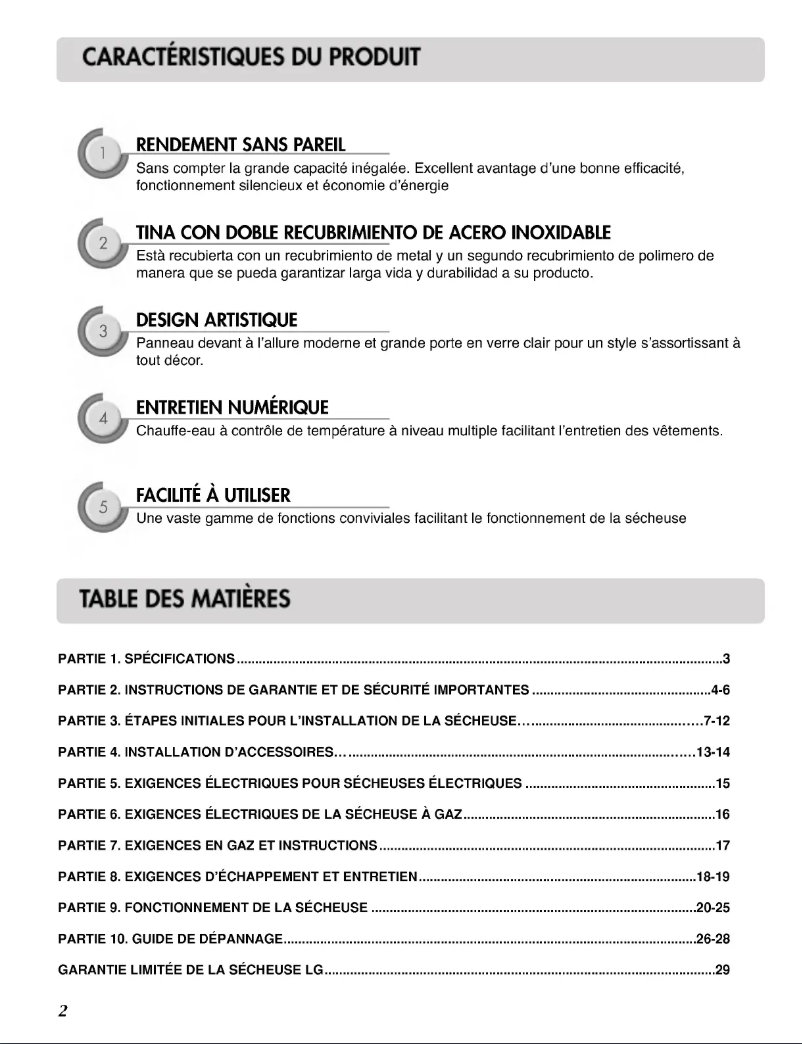 Page 1 de la notice Manuel utilisateur LG TD-V10060E