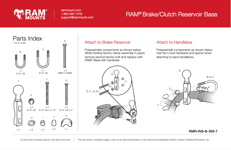Page 1 de la notice Manuel utilisateur RAM Mount RAM-B-174-MA3