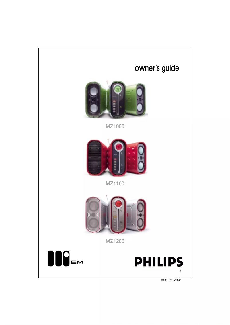 Page n°1 - Manuel utilisateur Philips MZ1200