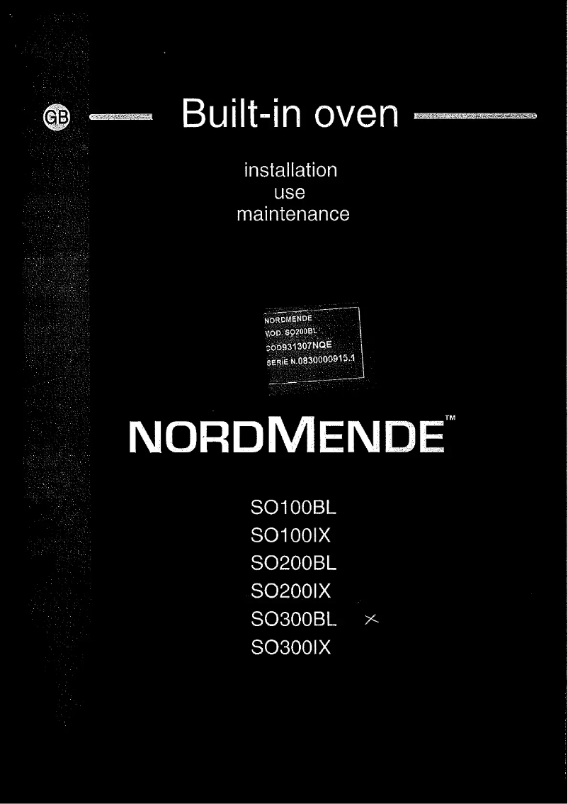 Page n°1 - Manuel utilisateur Nordmende SO100BL