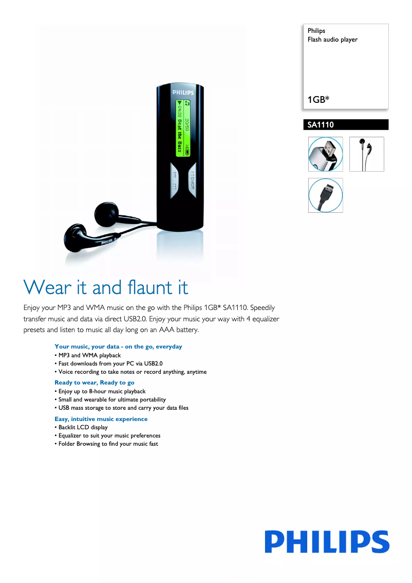 Página 1 del manual Folleto Philips SA1110
