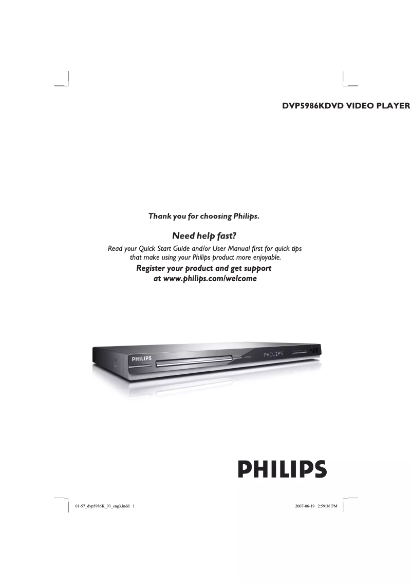 Image de la première page du manuel de l'appareil DVP5986K
