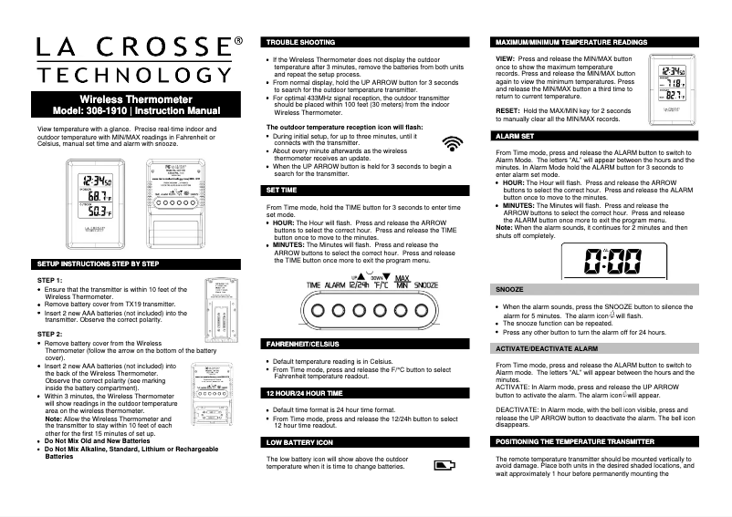 Imagen de la primera página del manual del dispositivo 308-1910B