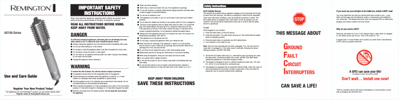 Page 1 de la notice Manuel utilisateur Remington Pro Wet2Style AS15A