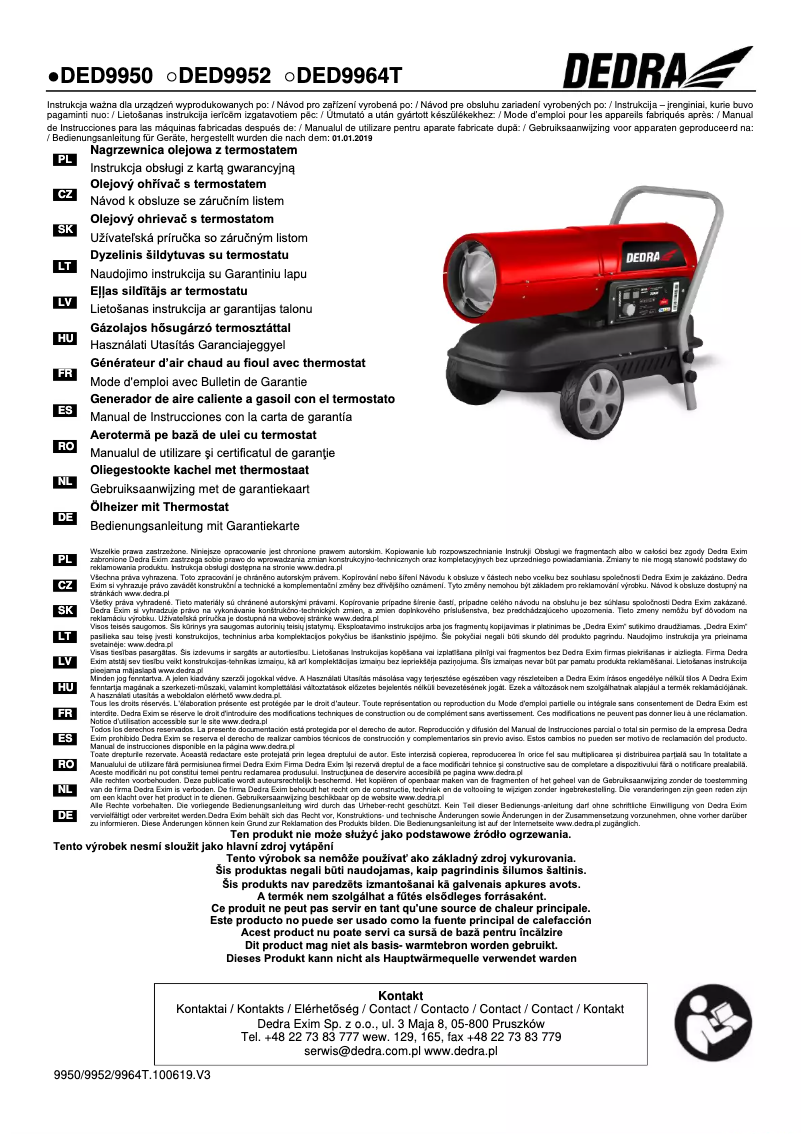 Page 1 de la notice Manuel utilisateur DEDRA DED9950