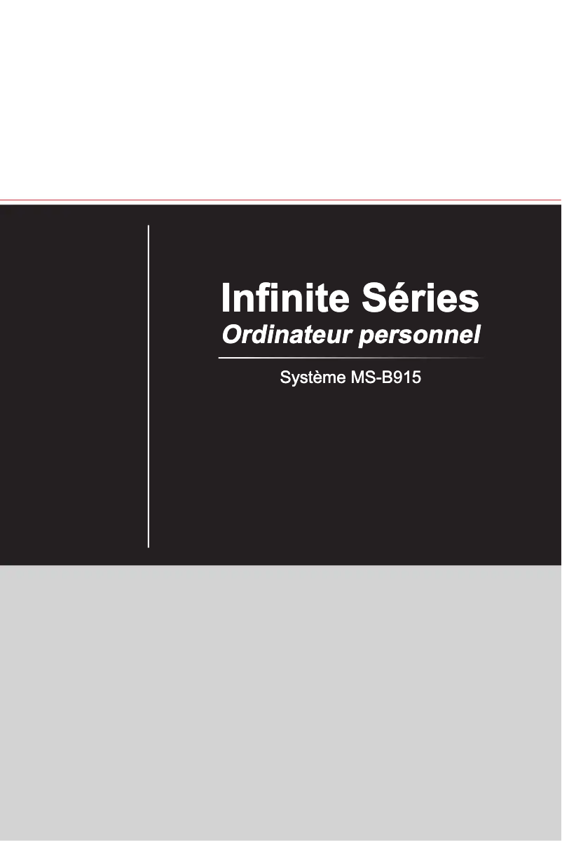 Page 1 de la notice Manuel utilisateur MSI Infinite A MS-B915