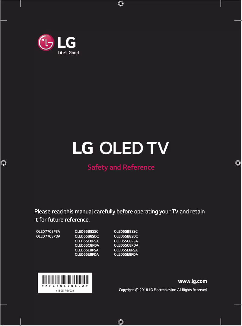 Page n°1 - Manuel utilisateur LG OLED65B8SSC