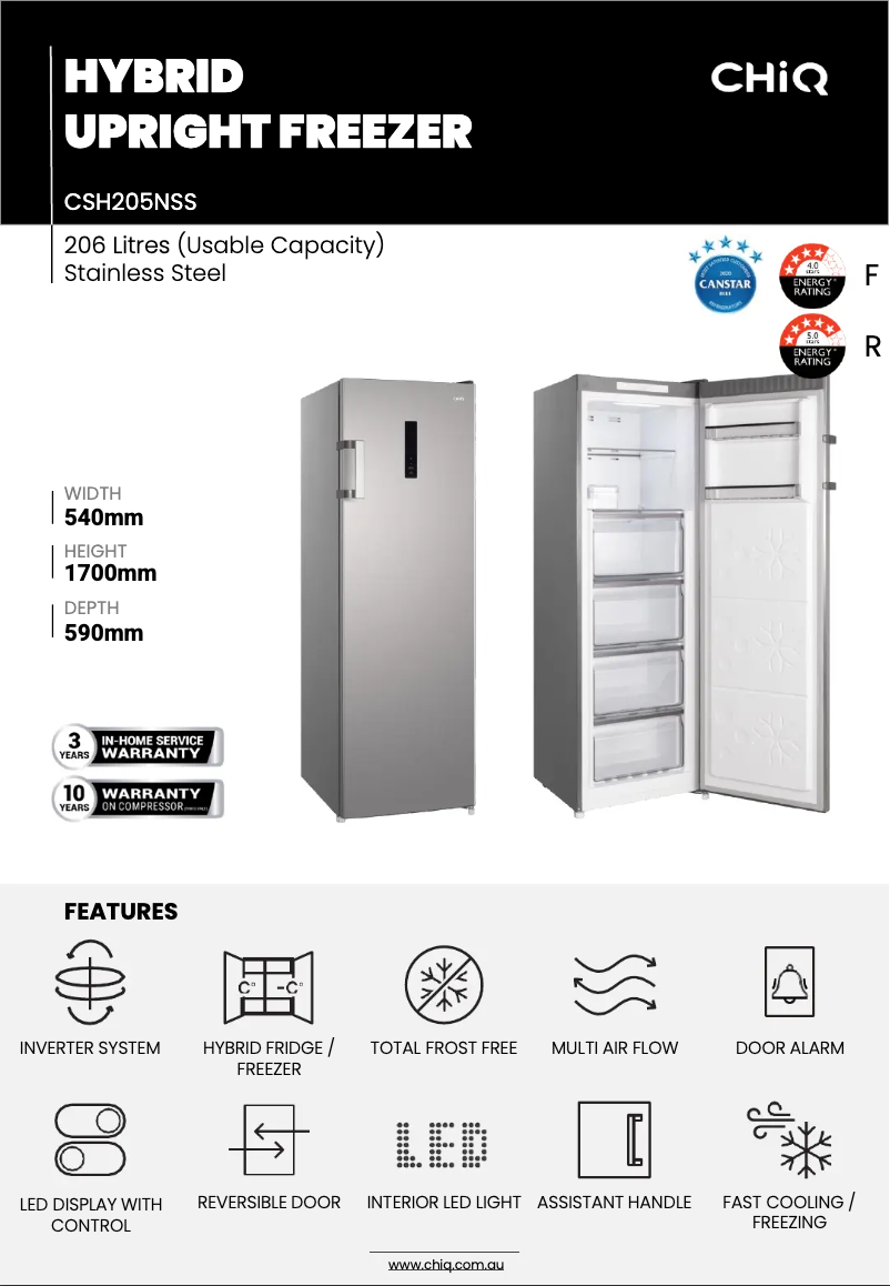 Imagen de la primera página del manual del dispositivo CSH205NSS