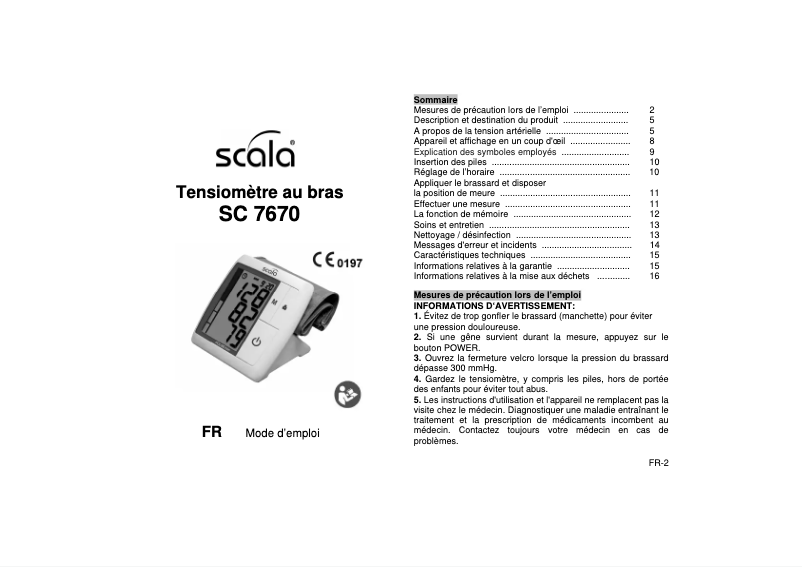 Page 1 de la notice Manuel utilisateur Scala SC 7670