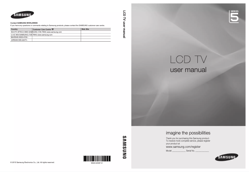 Page 1 de la notice Manuel utilisateur Samsung LA40C550J1W