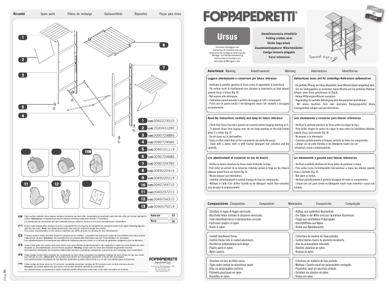 Page 1 de la notice Manuel utilisateur Foppapedretti Ursus
