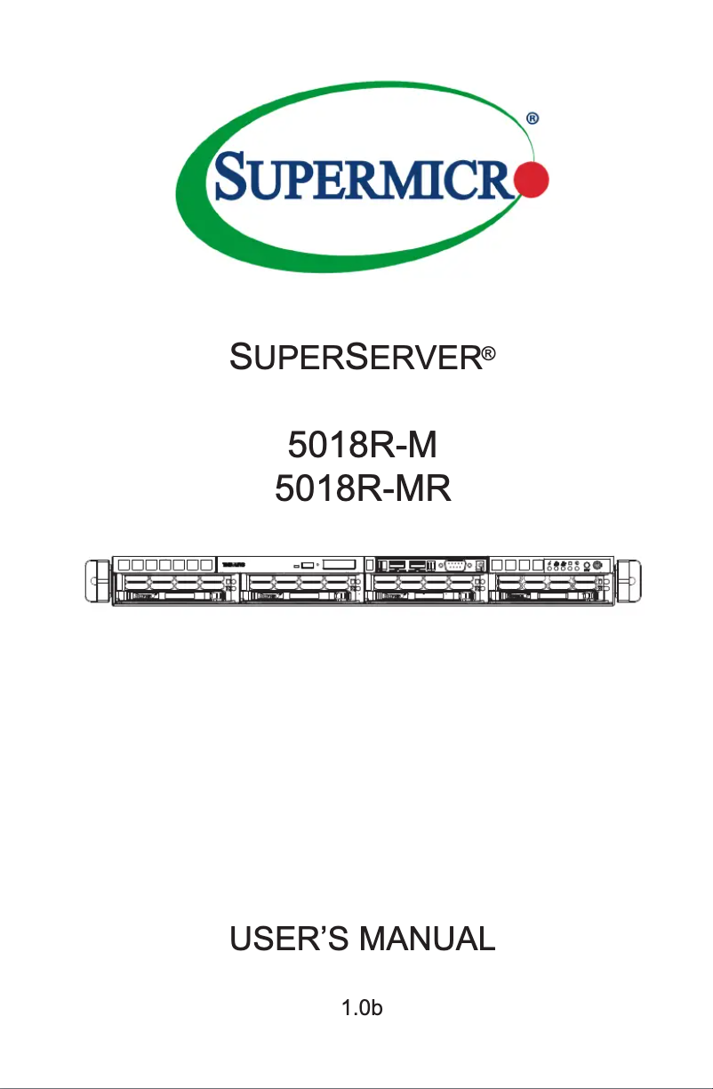 Image de la première page du manuel de l'appareil SuperServer 5018R-MR