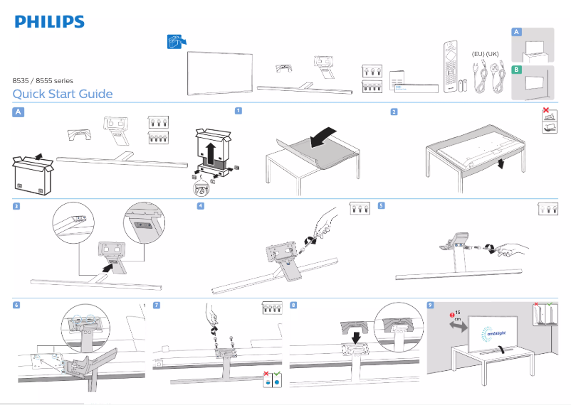 Page 1 de la notice Guide de démarrage rapide Philips 65PUS8535