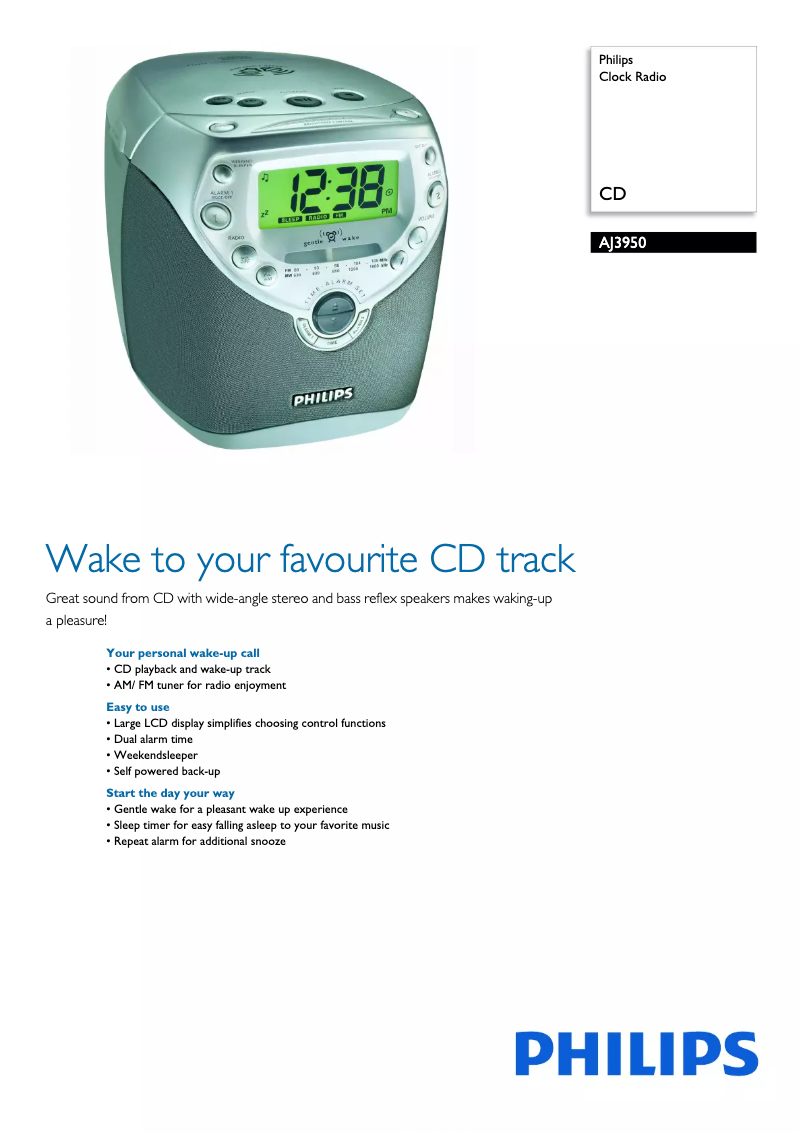 Página 1 del manual Ficha técnica Philips AJ3950