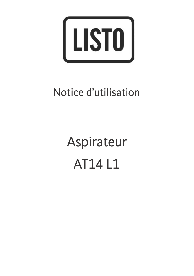 Page n°1 - Manuel utilisateur Listo AT14 L1