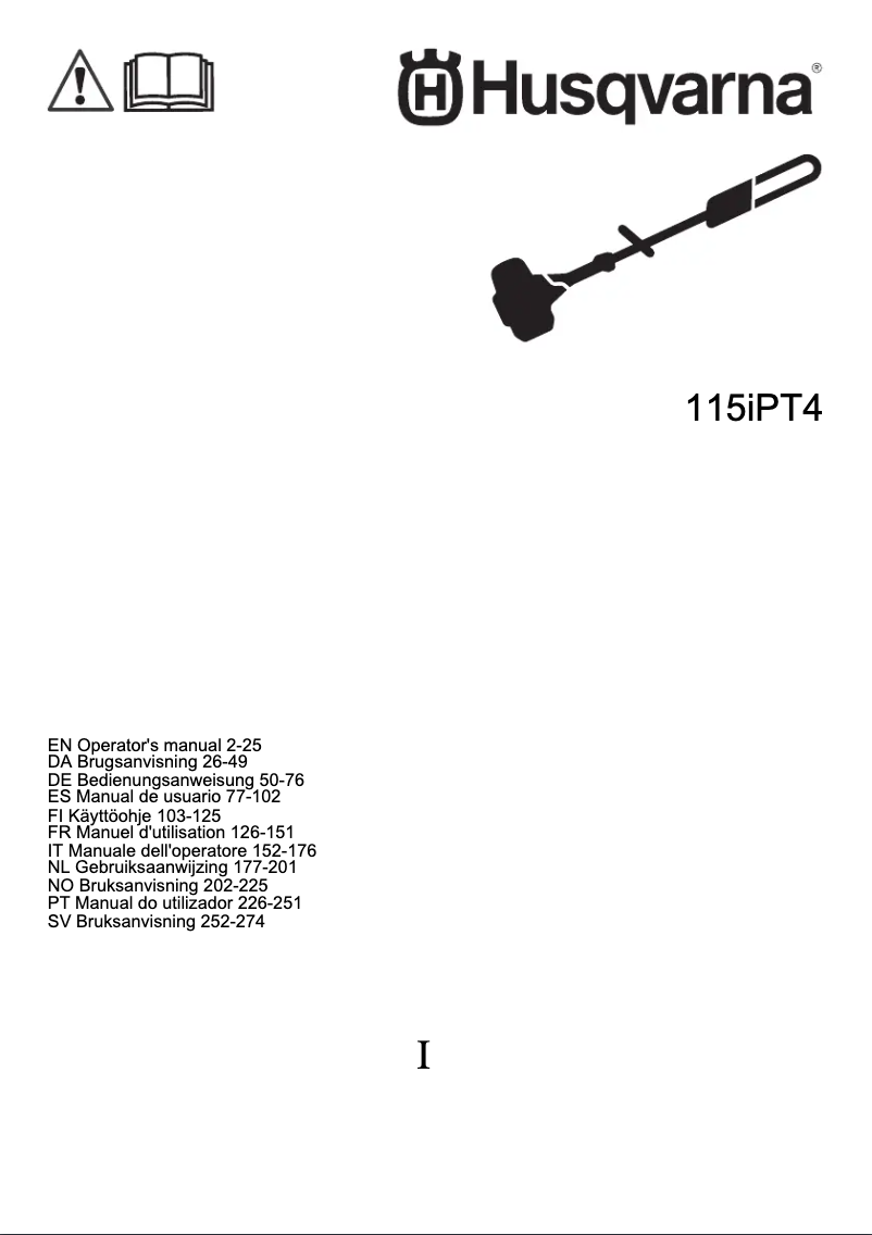 Page n°1 - Manuel utilisateur Husqvarna 115iPT4