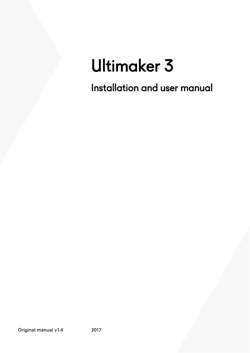 Page n°1 - Manuel utilisateur Ultimaker 3