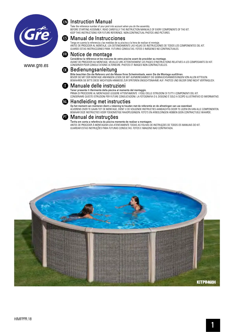 Page 1 de la notice Manuel utilisateur Gre KITPR460H