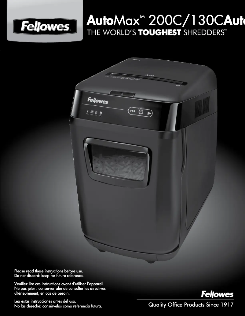 Page n°1 - Manuel utilisateur Fellowes AutoMax 130C