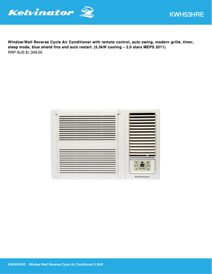 Page n°1 - Fiche technique Kelvinator KWH53HRE