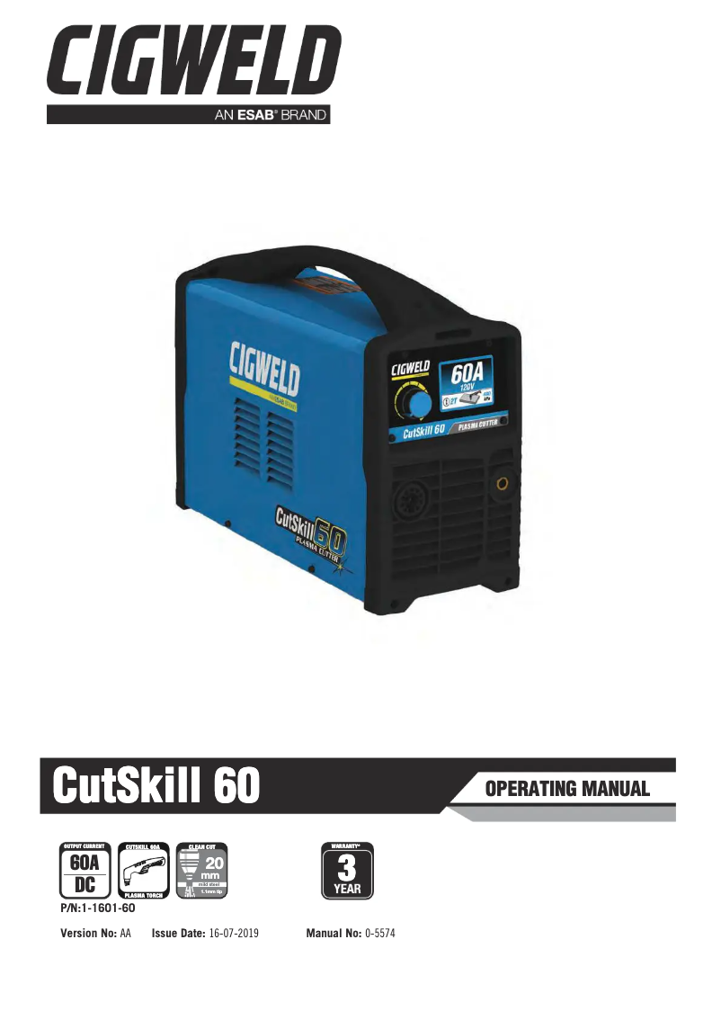 Page n°1 - Manuel utilisateur Cigweld CutSkill 60