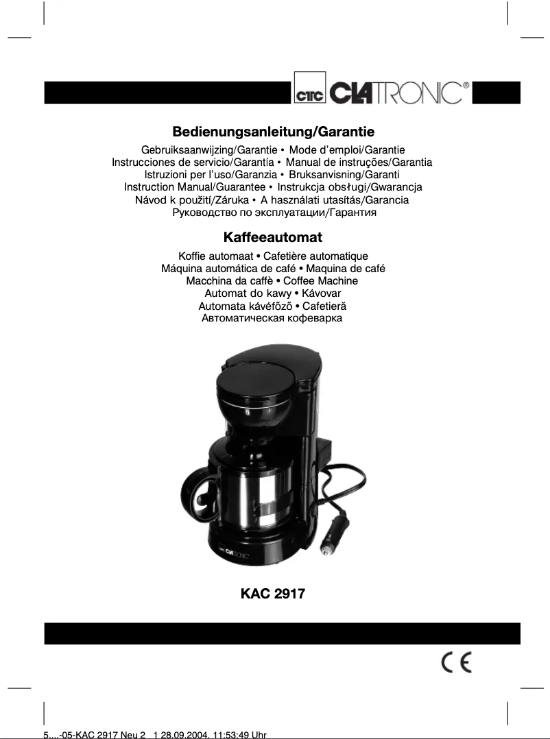 Image de la première page du manuel de l'appareil KAC 2917