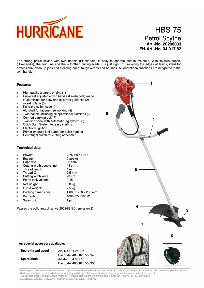 Image de la première page du manuel de l'appareil HBS 75