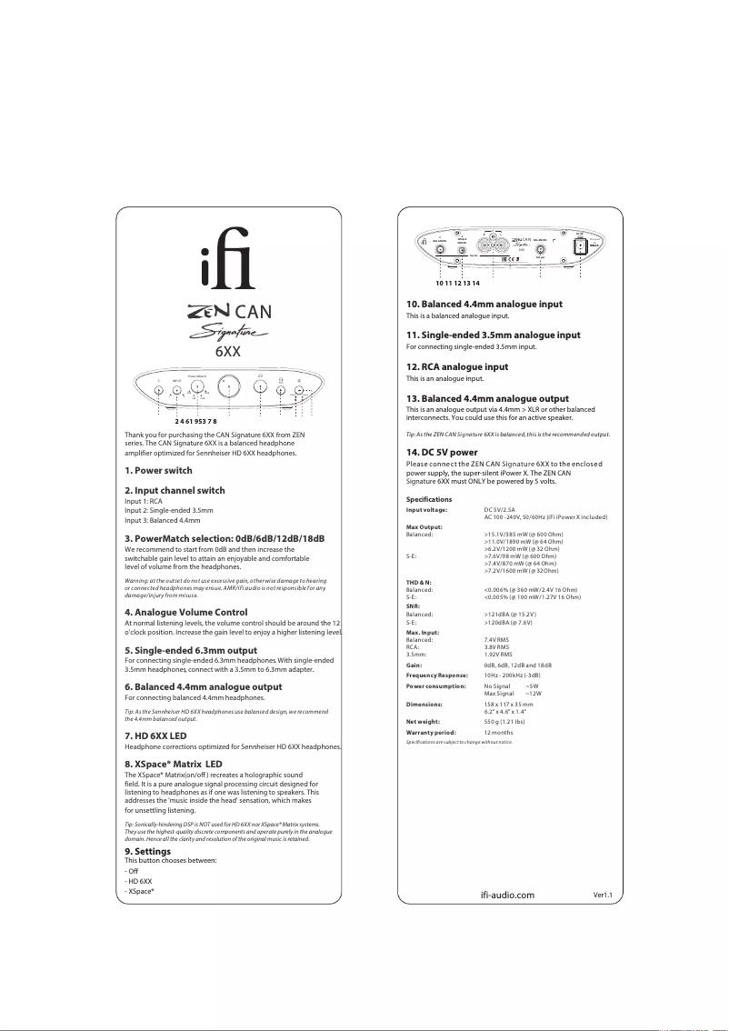 Page n°1 - Manuel utilisateur iFi Audio Zen Can Signature 6XX