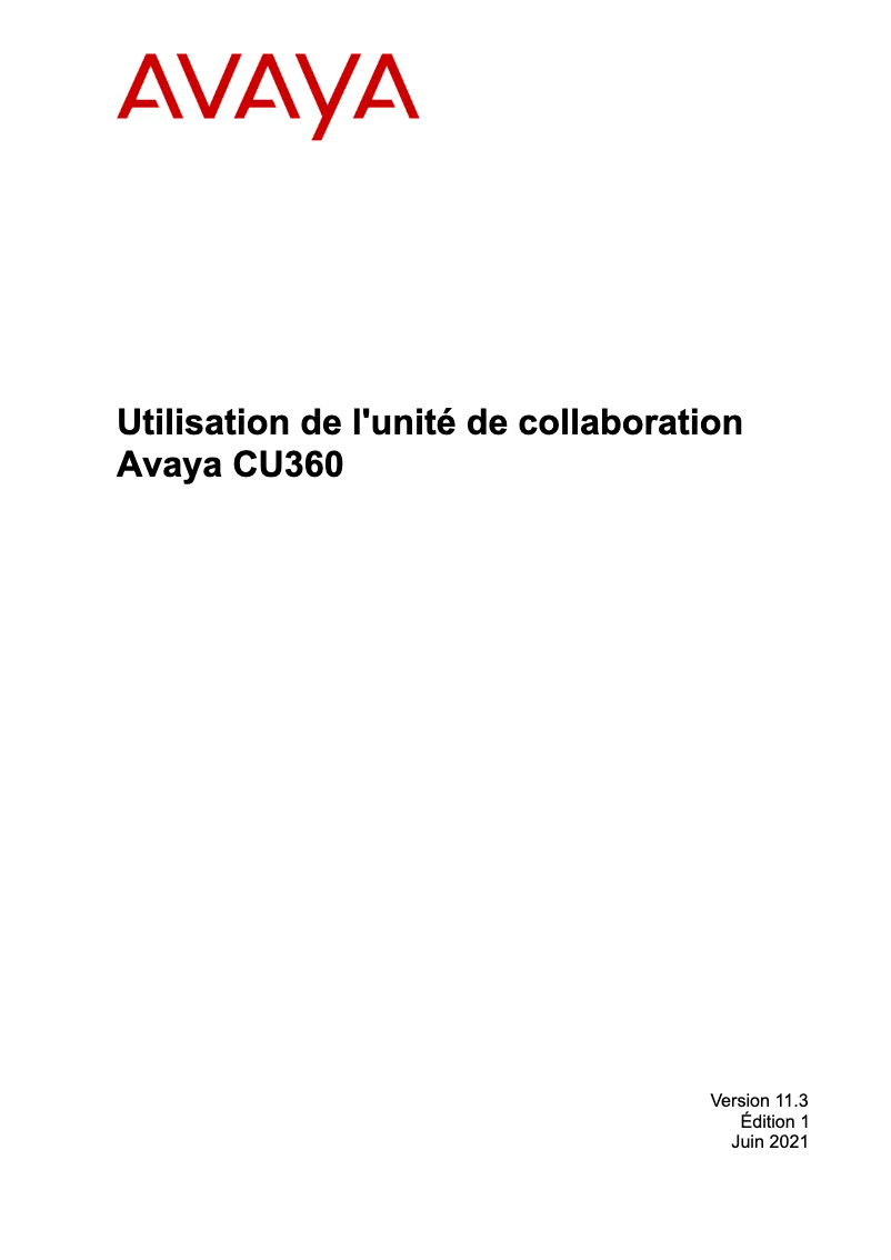 Page n°1 - Manuel utilisateur Avaya CU360