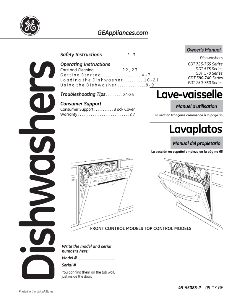 Imagen de la primera página del manual del dispositivo PDT760SSFSS