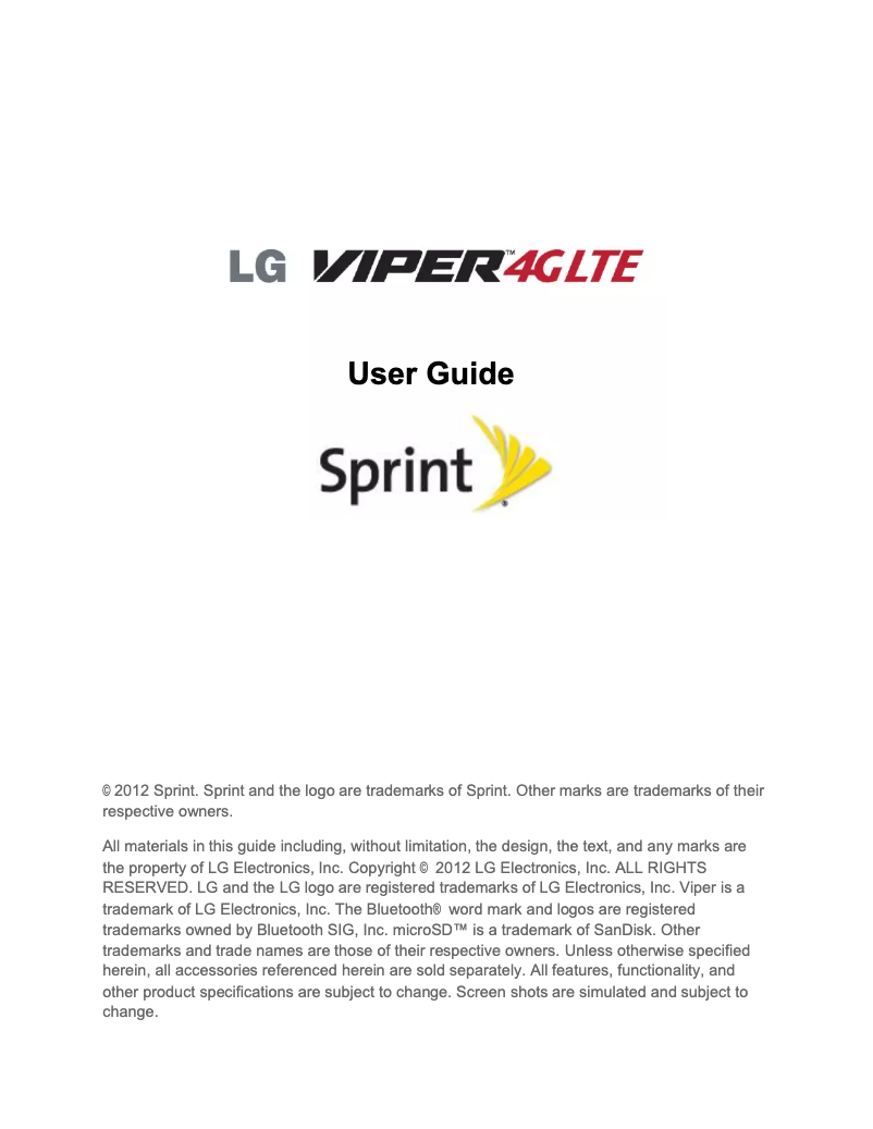 Page n°1 - Manuel utilisateur LG Viper