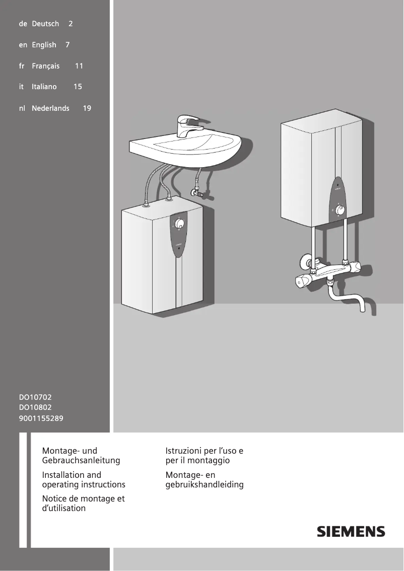 Page 1 de la notice Manuel utilisateur Siemens DO10802