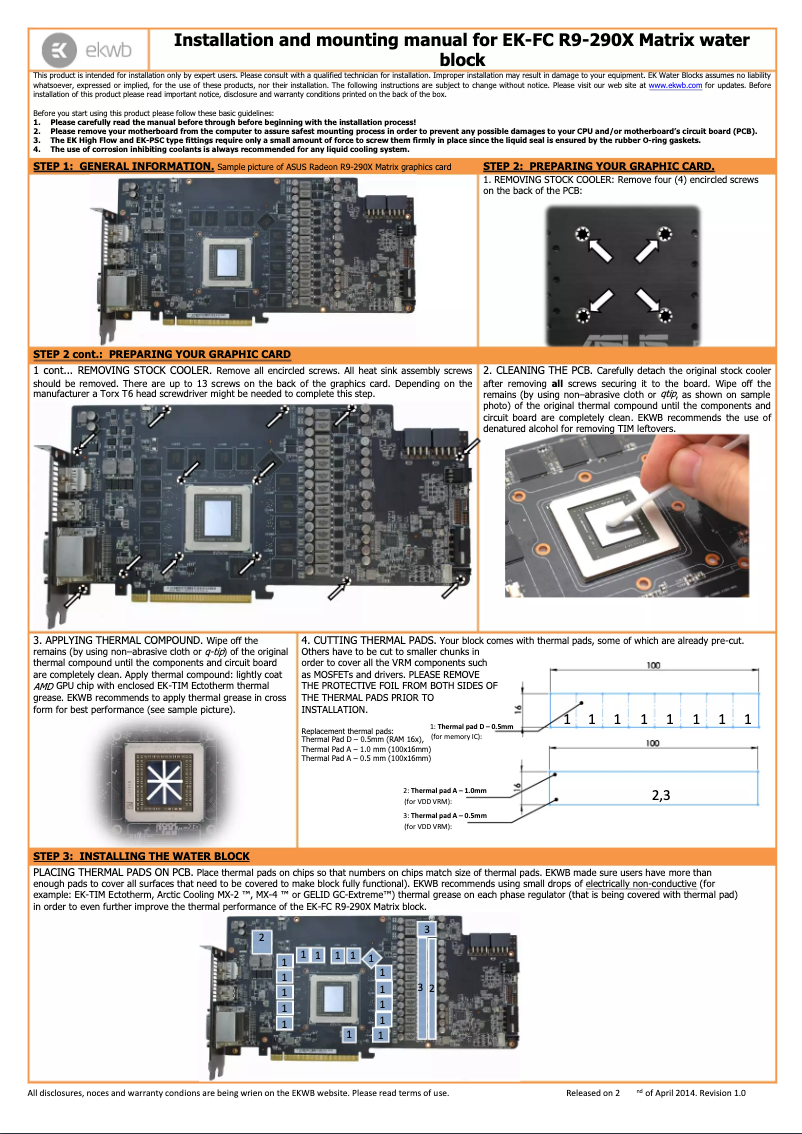 Page n°1 - Manuel utilisateur EK Water Blocks 3831109869109 3831109869109