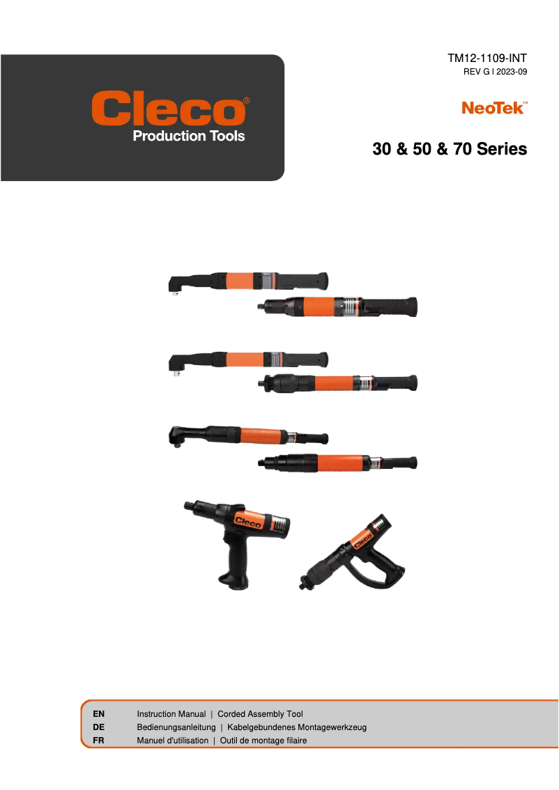 Page 1 of the manual User Manual Cleco 30EAR12S131