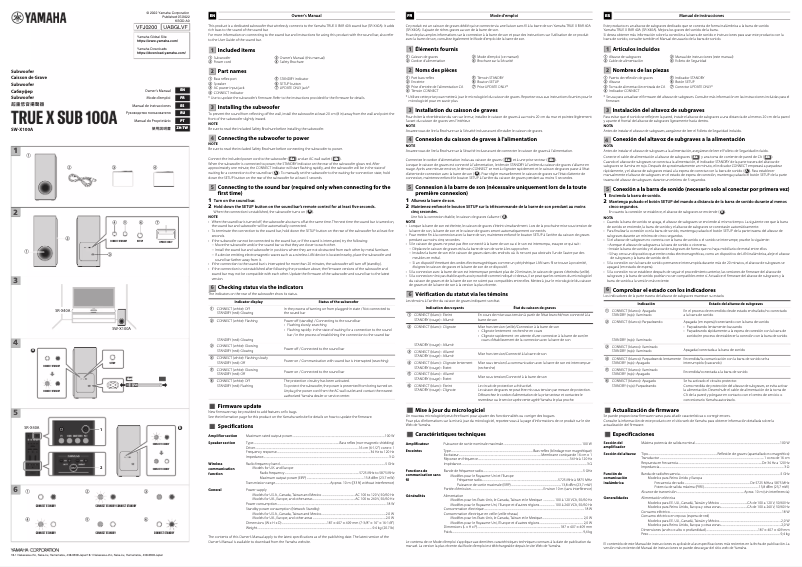 Page n°1 - Manuel utilisateur Yamaha True X SUB 100A SW-X100A