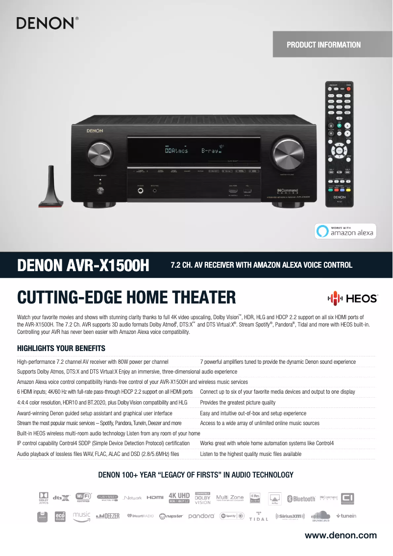 Image de la première page du manuel de l'appareil AVR-X1500H