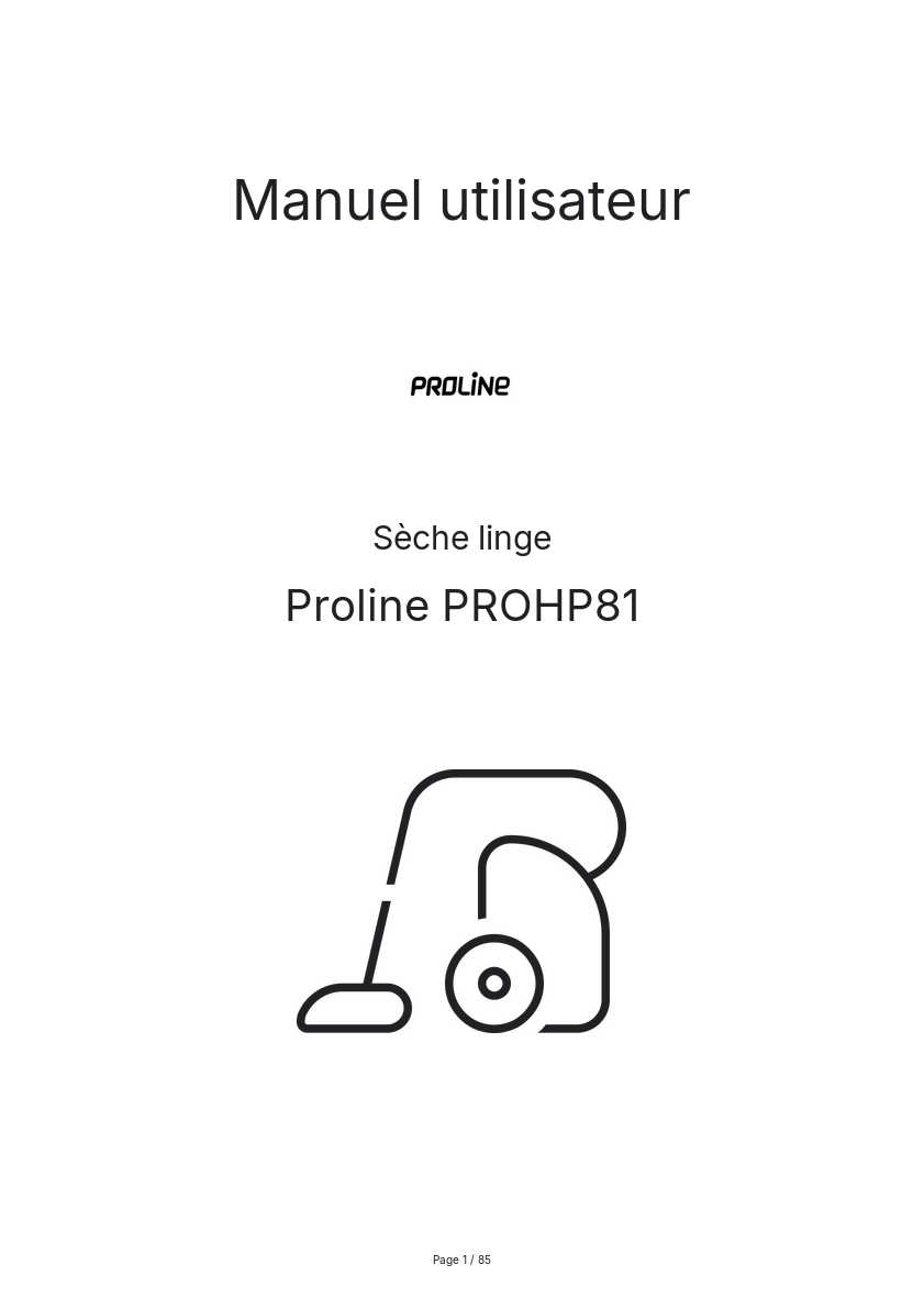 Image de la première page du manuel de l'appareil PROHP81