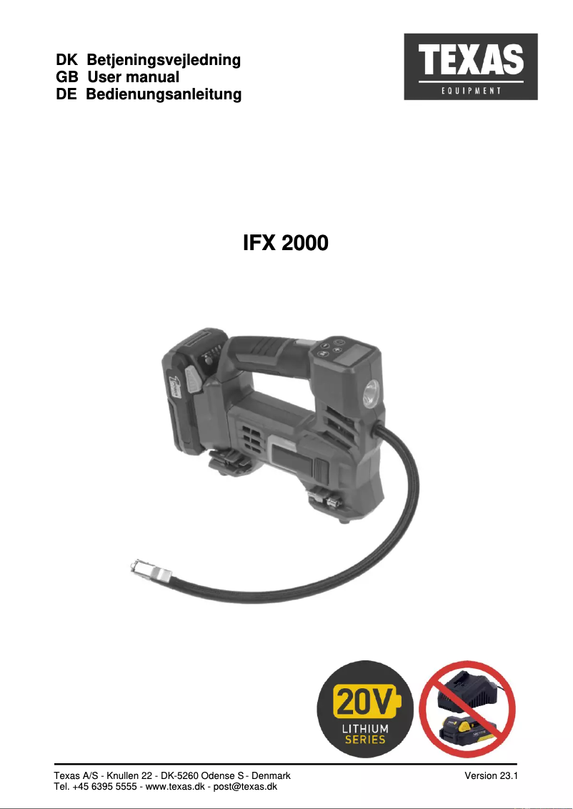 Page 1 de la notice Manuel utilisateur Texas IFX2000