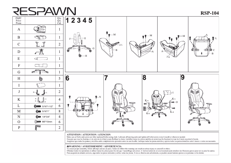 Page 1 de la notice Manuel utilisateur Respawn RSP-104