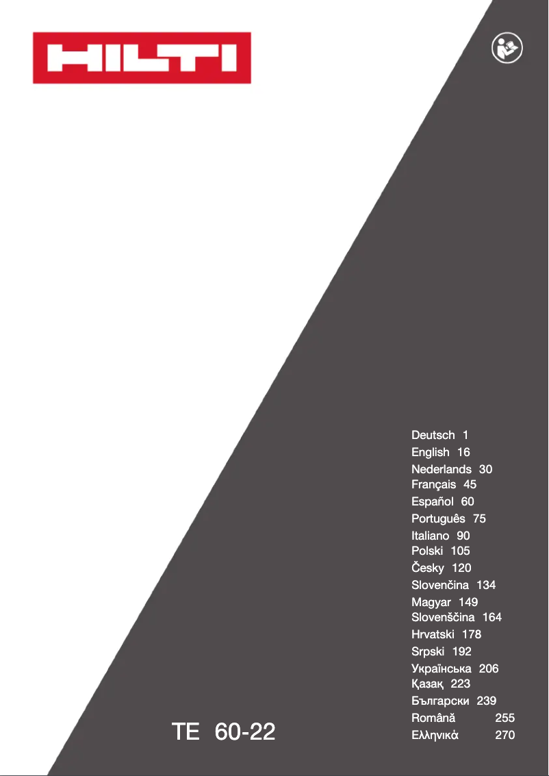 Page 1 de la notice Manuel utilisateur Hilti TE 60-22