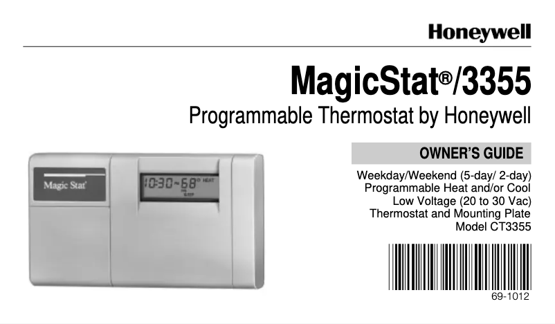Page n°1 - Manuel utilisateur Honeywell MagicStat 3355