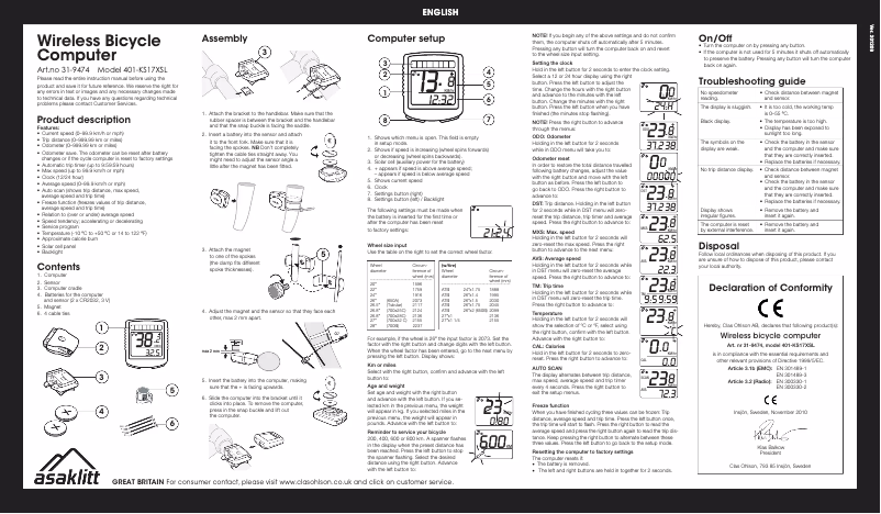Page 1 de la notice Manuel utilisateur Asaklitt 401-KS17XSL