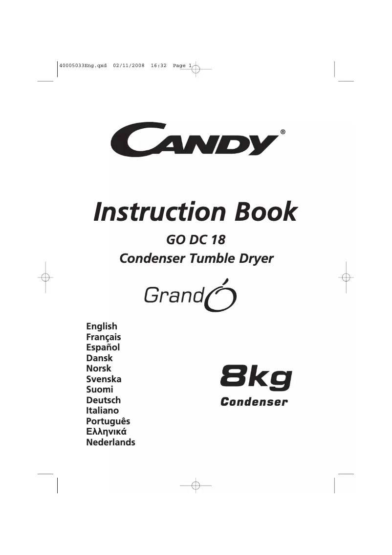 Page n°1 - Manuel utilisateur Candy Go dc 18