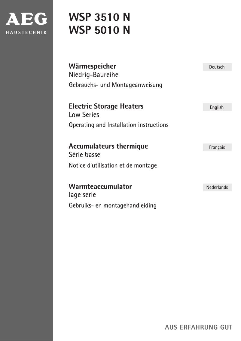 Page 1 de la notice Manuel utilisateur AEG WSP 5010 N