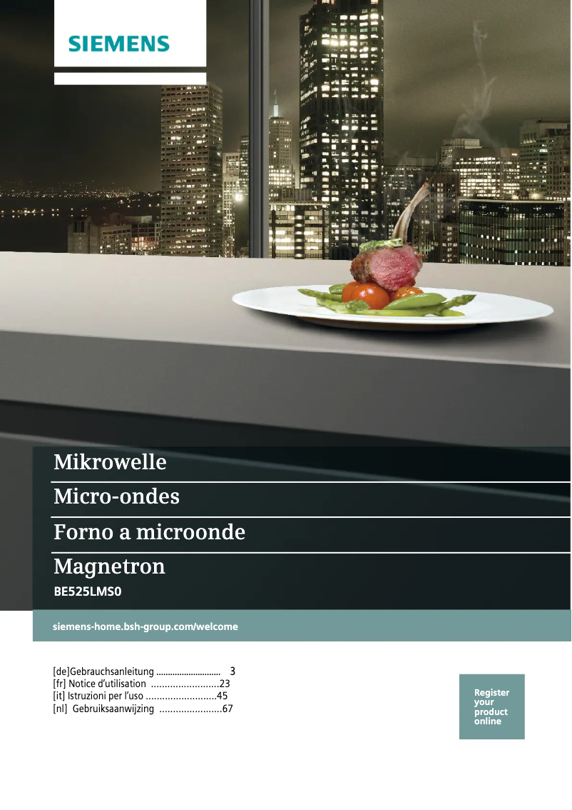 Page n°1 - Manuel utilisateur Siemens BE525LMS0