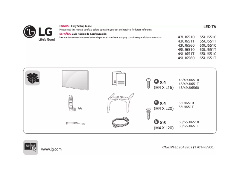 Page 1 de la notice Manuel utilisateur LG 43UJ651T