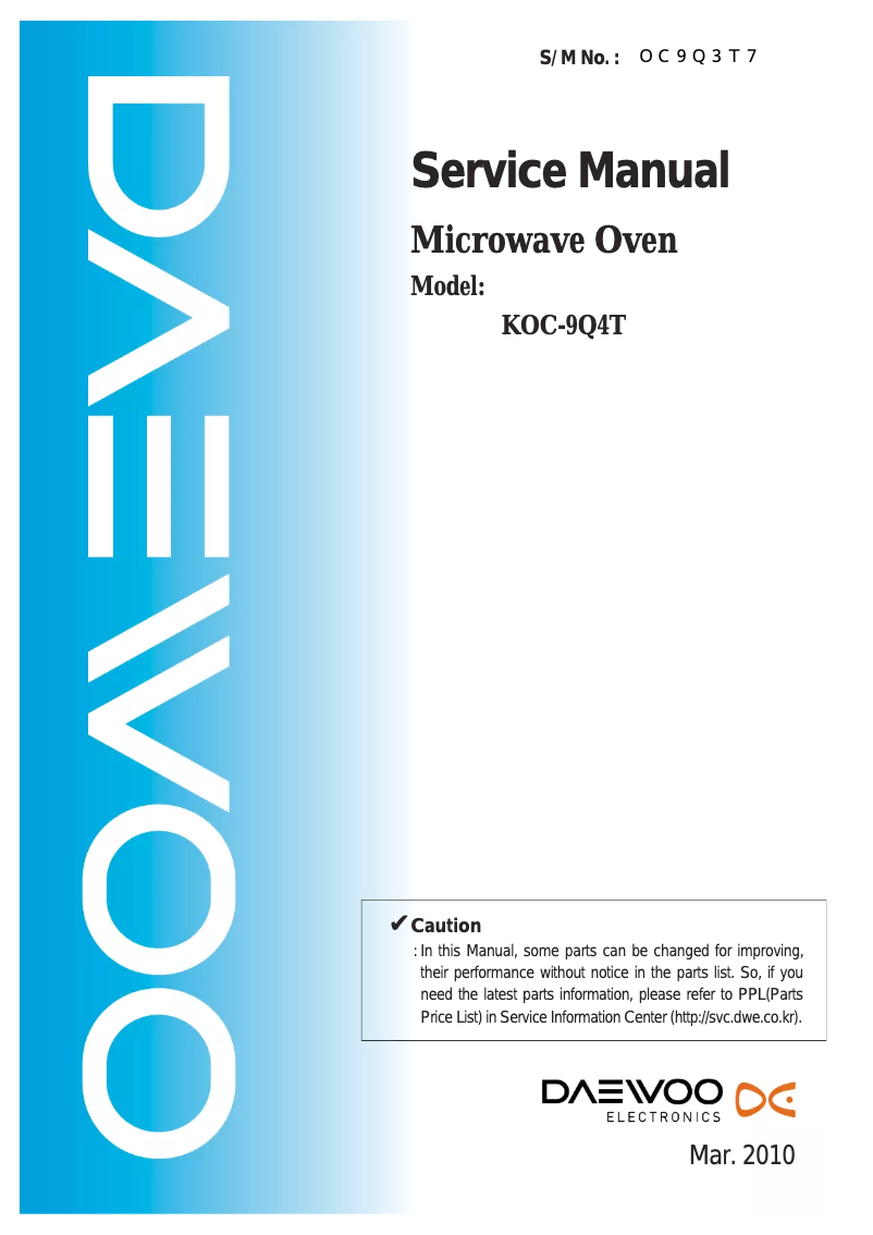 Page n°1 - Manuel utilisateur Daewoo KOC-9Q4T